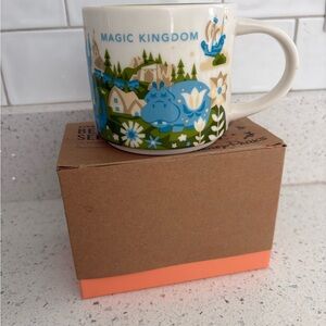 Starbucks Magic Kingdom Blue Green Floral Hippo Ceramic Mug